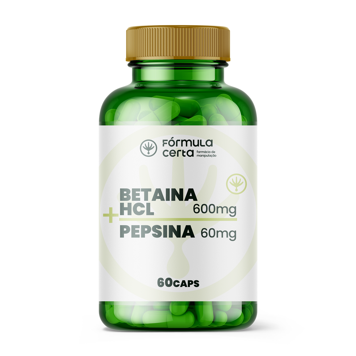 Betaina Hcl 600mg + Pepsina 60mg - 60 Doses